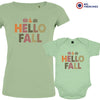 Hello Fall With Pumpkin Mom and Child Organic Cotton family Set (Set of 2)