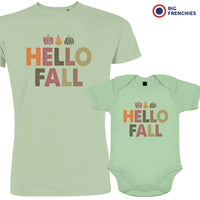 Hello Fall With Pumpkin Dad and Child Organic Cotton family Set (Set of 2)