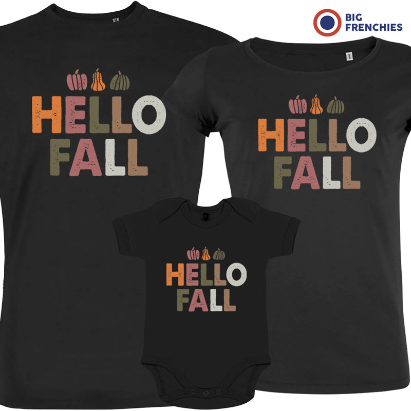 Hello Fall With Pumpkin Matching Organic Cotton Family Set (Set of 3)