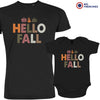 Hello Fall With Pumpkin Dad and Child Organic Cotton family Set (Set of 2)