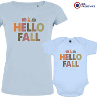 Hello Fall With Pumpkin Mom and Child Organic Cotton family Set (Set of 2)