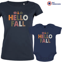 Hello Fall With Pumpkin Mom and Child Organic Cotton family Set (Set of 2)