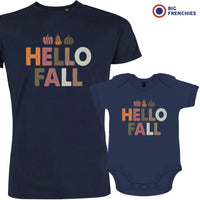 Hello Fall With Pumpkin Dad and Child Organic Cotton family Set (Set of 2)