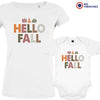 Hello Fall With Pumpkin Mom and Child Organic Cotton family Set (Set of 2)