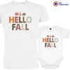 Hello Fall With Pumpkin Dad and Child Organic Cotton family Set (Set of 2)