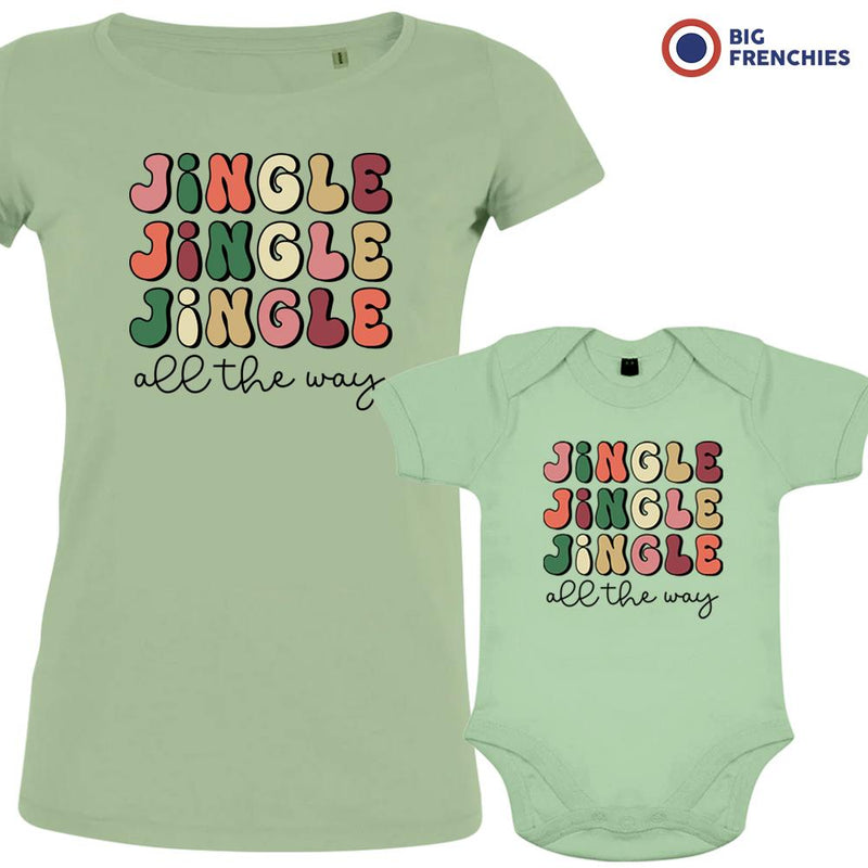 Jingle All The Way Christmas Mom and Child Organic Cotton family Set (Set of 2)