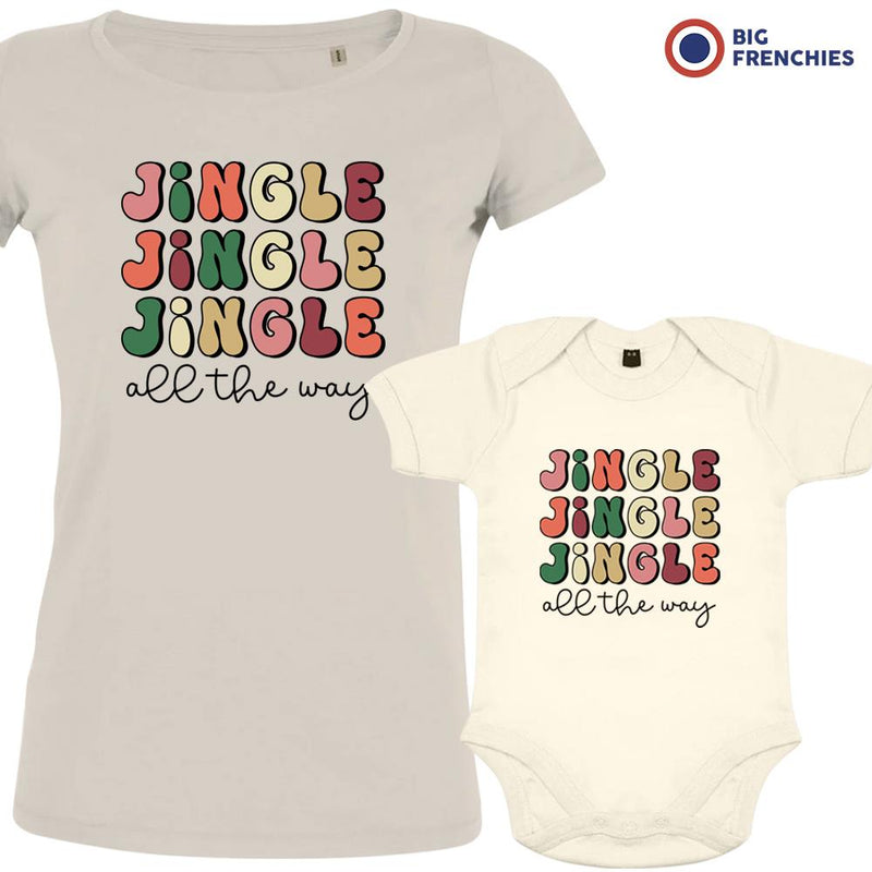 Jingle All The Way Christmas Mom and Child Organic Cotton family Set (Set of 2)