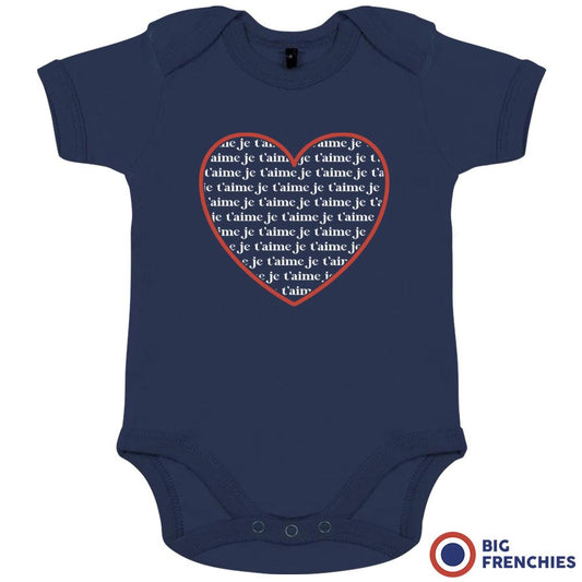 Je T'aime Heart Organic Baby Unisex Onesie