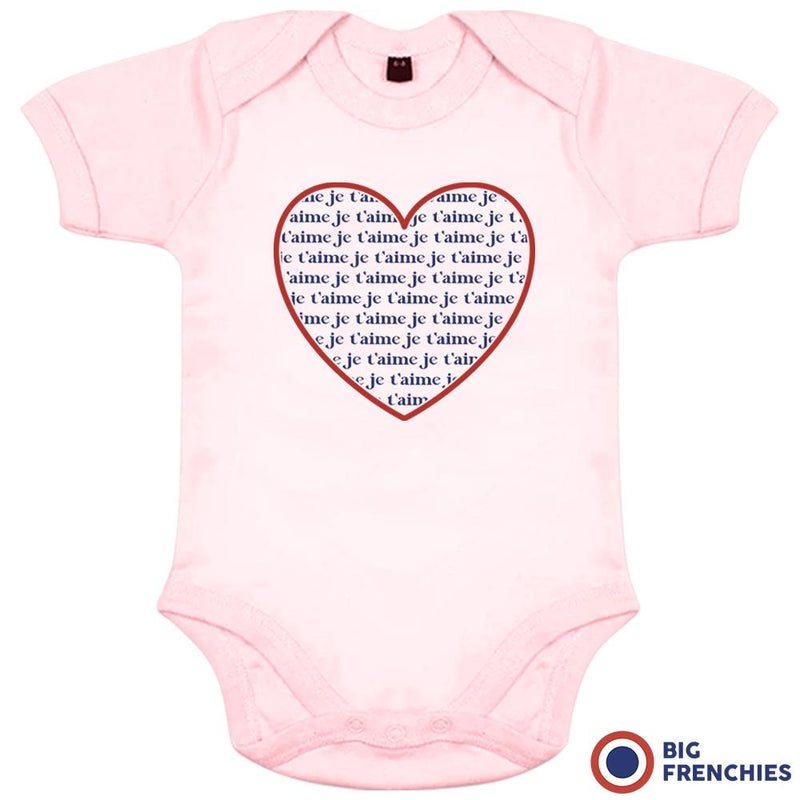 Je T'aime Heart Organic Baby Unisex Onesie