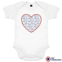 Je T'aime Heart Organic Baby Unisex Onesie