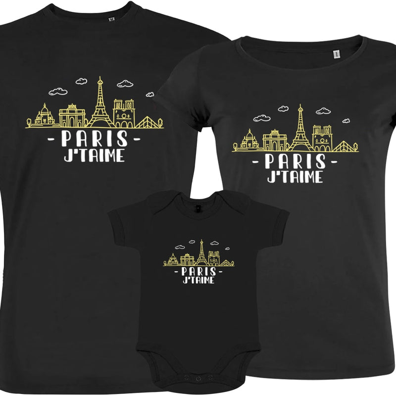 Paris J'taime Matching Family Organic Cotton Tees (Set of 3)