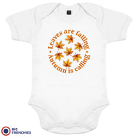 Leaves Are Falling Autumn Is Calling Organic Cotton Baby Onesie