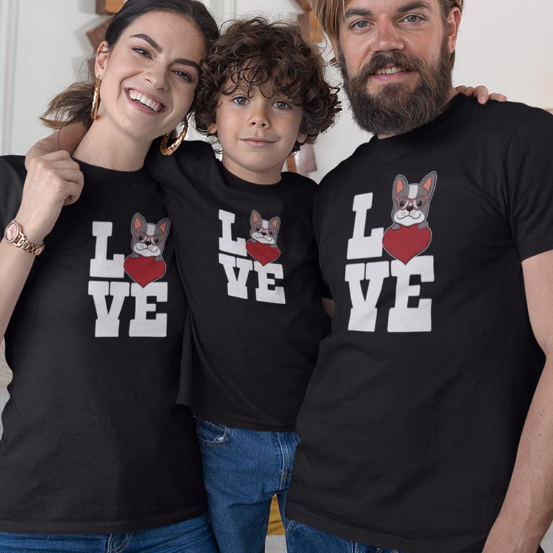 Love with Hearts Matching Organic Cotton T-Shirts Family Set (Set of 3)