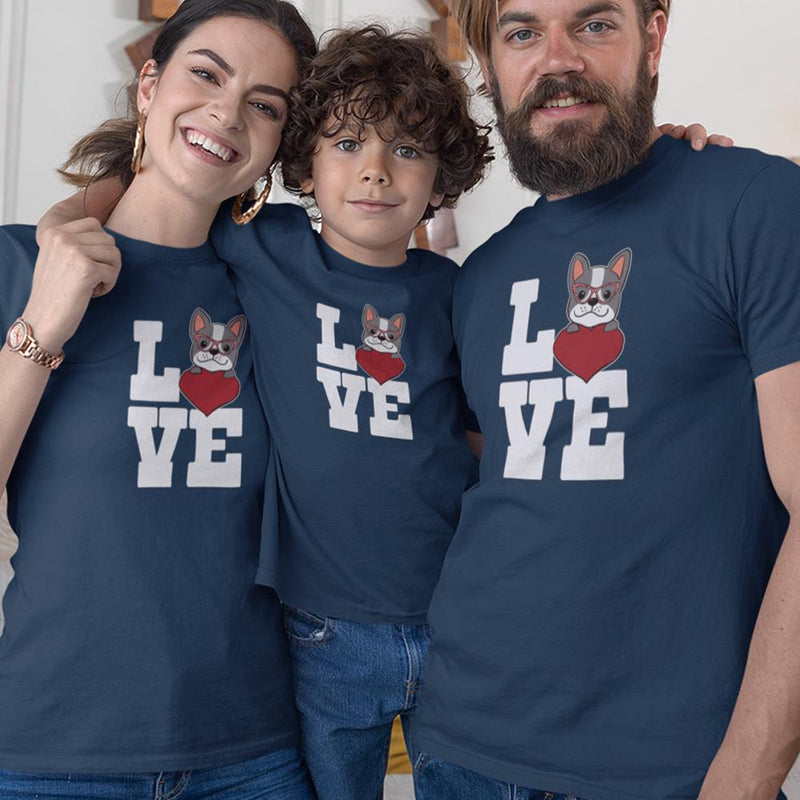 Love with Hearts Matching Organic Cotton T-Shirts Family Set (Set of 3)