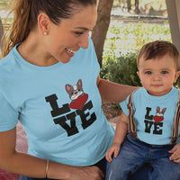 Love French Bulldog Mom and Child Organic Cotton T-Shirts family Set (Set of 2)