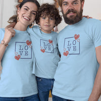 Love with Hearts Matching Organic Cotton T-Shirts Family Set (Set of 3)