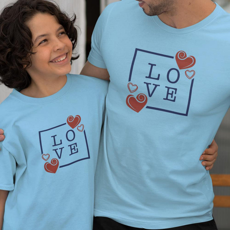 Love with Hearts Dad and Child Organic Cotton T-Shirts family Set (Set of 2)