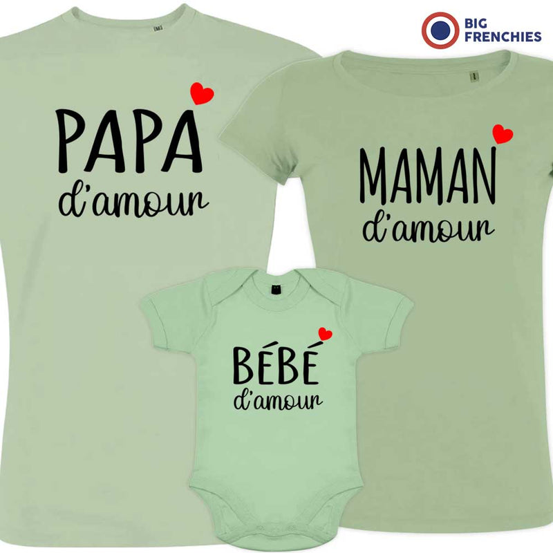 Papa Maman Bébé D'amour Matching Organic Cotton Family Set (Set of 3)