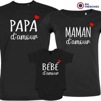 Papa Maman Bébé D'amour Matching Organic Cotton Family Set (Set of 3)