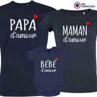 Papa Maman Bébé D'amour Matching Organic Cotton Family Set (Set of 3)