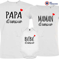 Papa Maman Bébé D'amour Matching Organic Cotton Family Set (Set of 3)