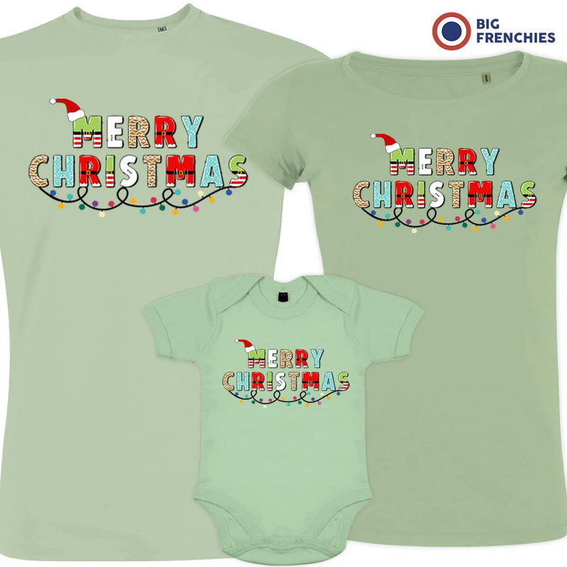 Merry Christmas Matching Family Organic Tees (Set of 3)