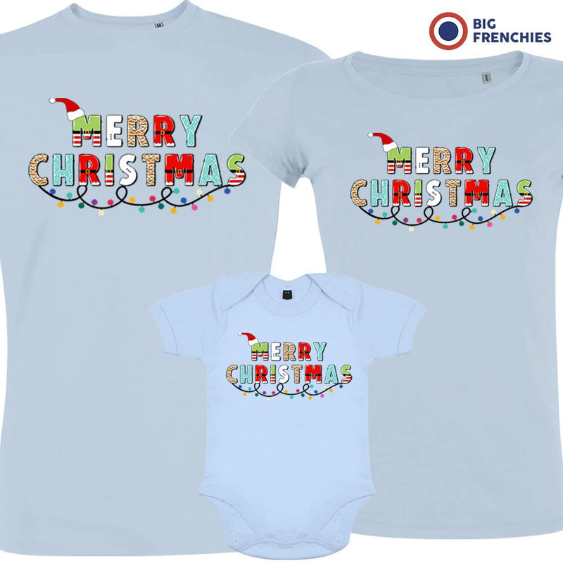 Merry Christmas Matching Family Organic Tees (Set of 3)