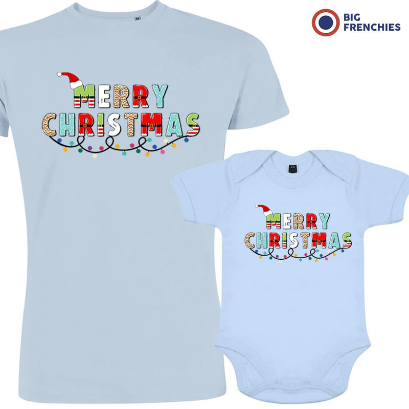 Merry Christmas Dad and Child Organic Cotton family Set (Set of 2)