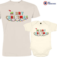 Merry Christmas Dad and Child Organic Cotton family Set (Set of 2)