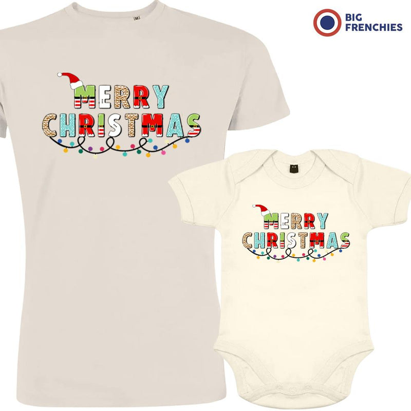 Merry Christmas Dad and Child Organic Cotton family Set (Set of 2)