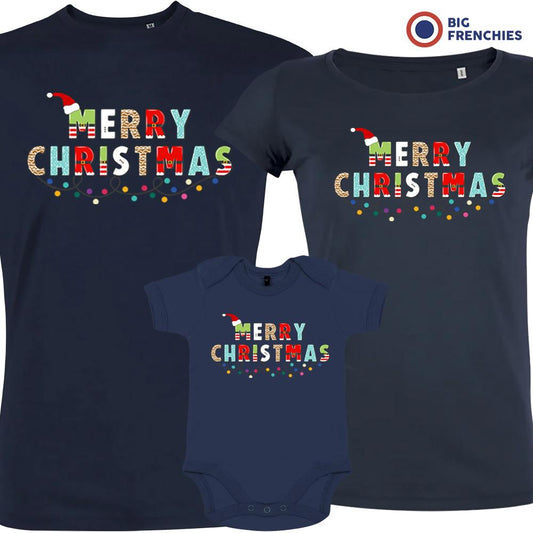 Merry Christmas Matching Family Organic Tees (Set of 3)