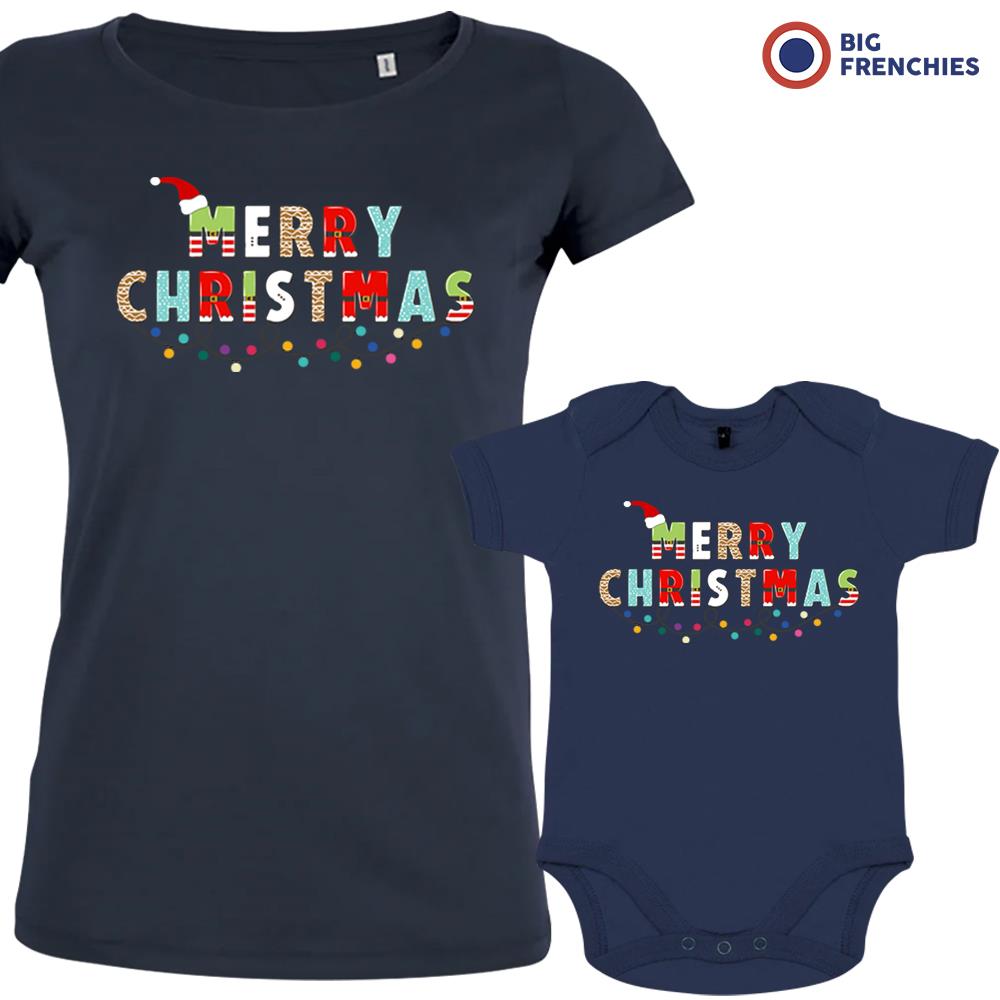 Merry Christmas Mom and Child Organic Cotton family Set (Set of 2)