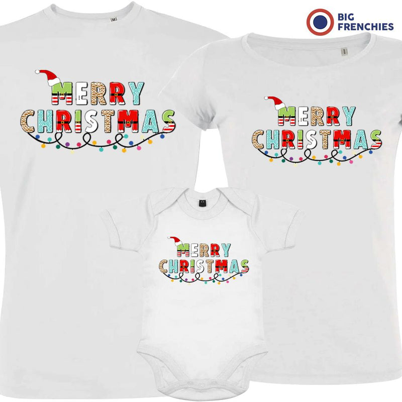 Merry Christmas Matching Family Organic Tees (Set of 3)