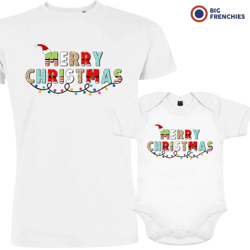 Merry Christmas Dad and Child Organic Cotton family Set (Set of 2)