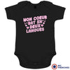 Mon Coeur Bat En Deux Langues Organic Cotton Baby Onesie