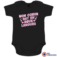 Mon Coeur Bat En Deux Langues Organic Cotton Baby Onesie