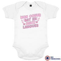 Mon Coeur Bat En Deux Langues Organic Cotton Baby Onesie