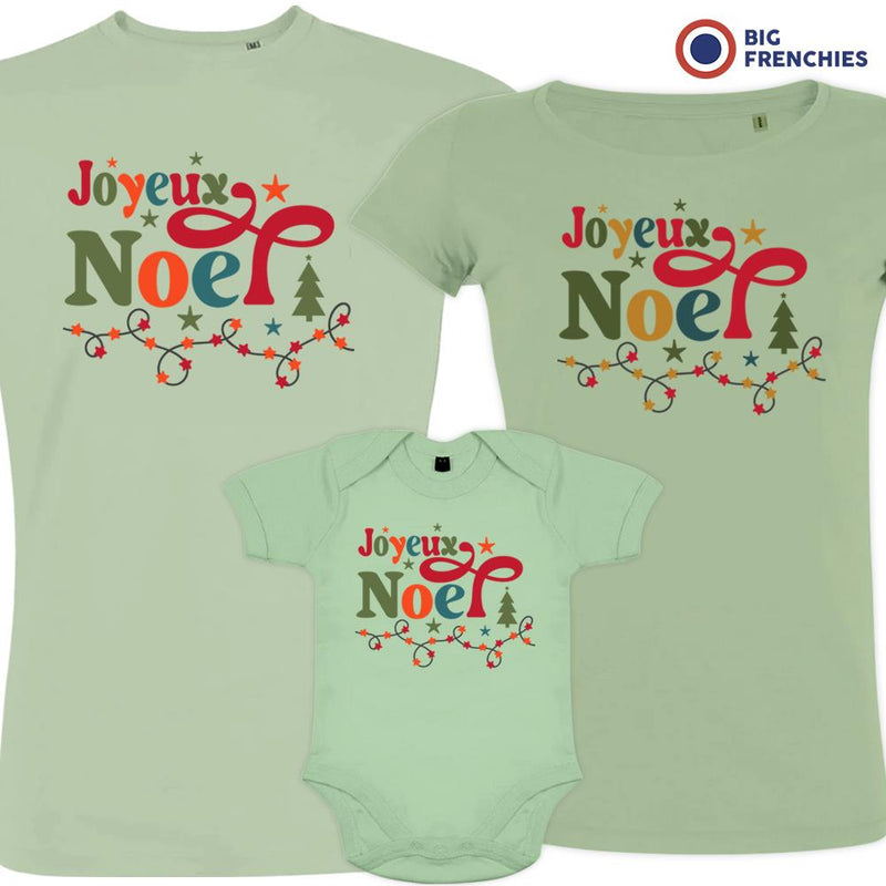 Joyeux Noël Christmas Matching Family Organic Tees (Set of 3)