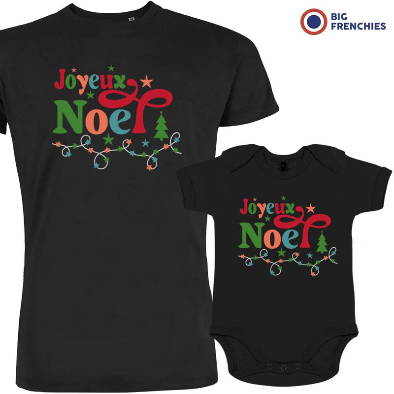 Joyeux Noël Christmas Dad and Child Organic Cotton family Set (Set of 2)