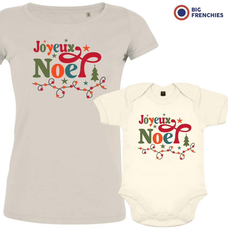 Joyeux Noël Christmas Mom and Child Organic Cotton family Set (Set of 2)