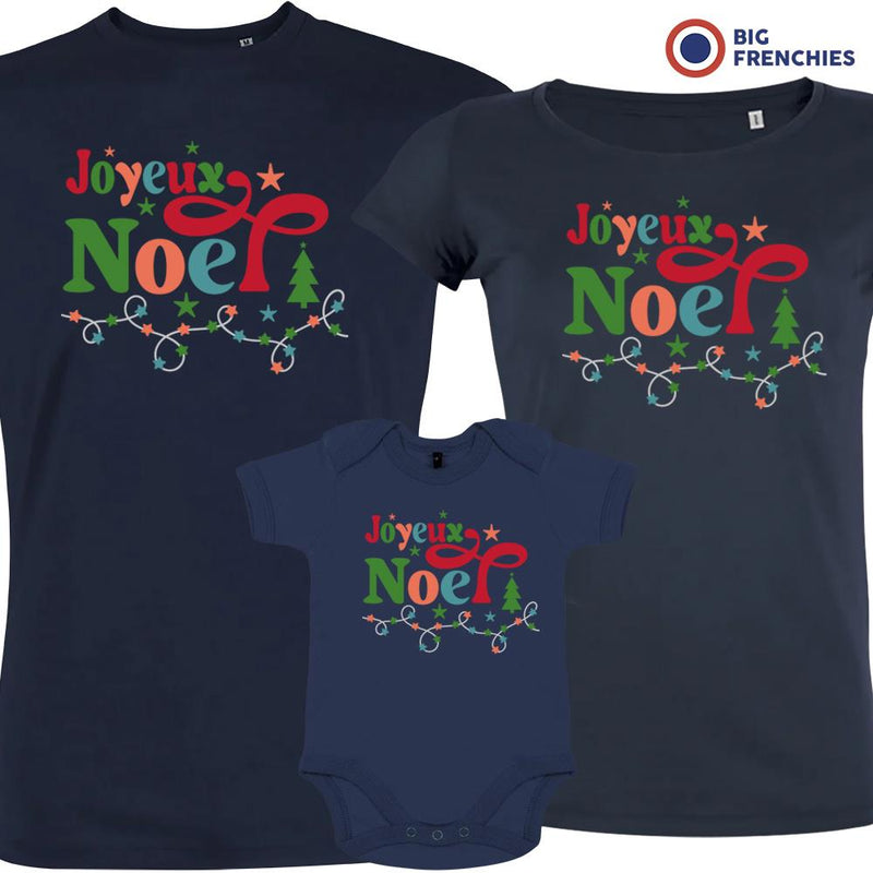 Joyeux Noël Christmas Matching Family Organic Tees (Set of 3)