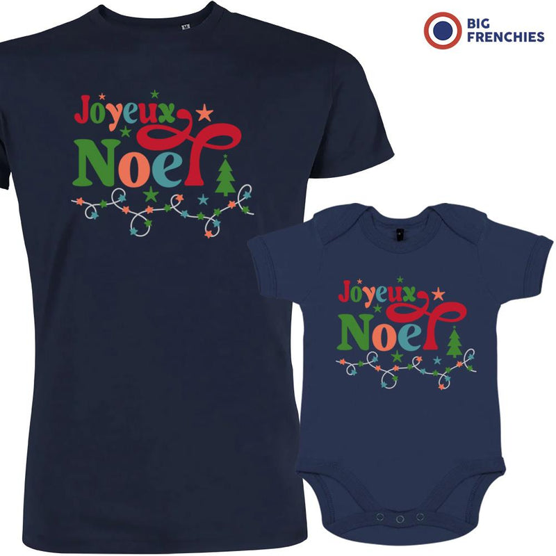 Joyeux Noël Christmas Dad and Child Organic Cotton family Set (Set of 2)