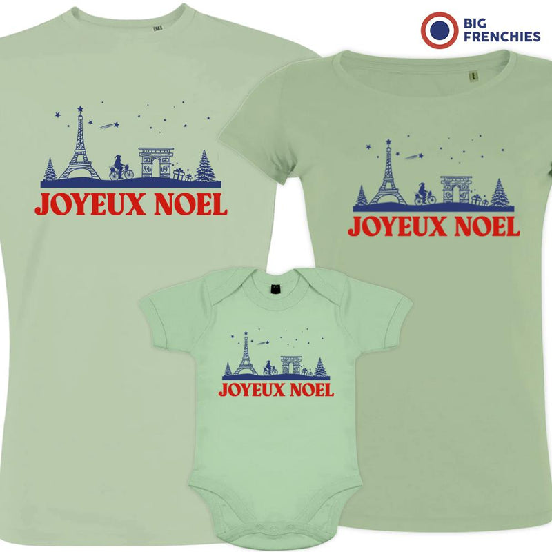 Joyeux Noël Paris Christmas Matching Family Organic Tees (Set of 3)