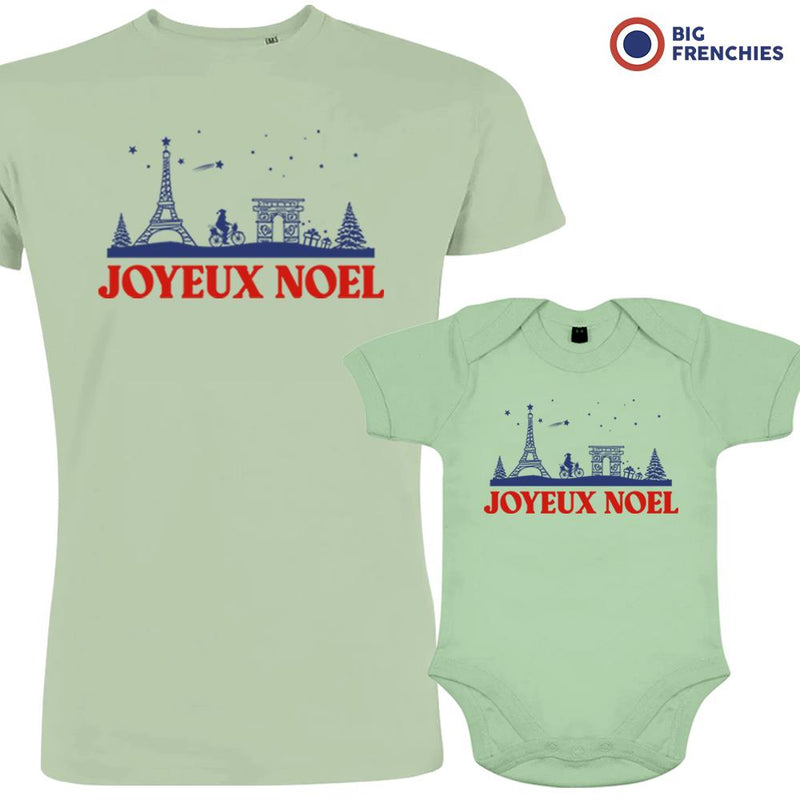 Joyeux Noël Paris Christmas Dad and Child Organic Cotton family Set (Set of 2)