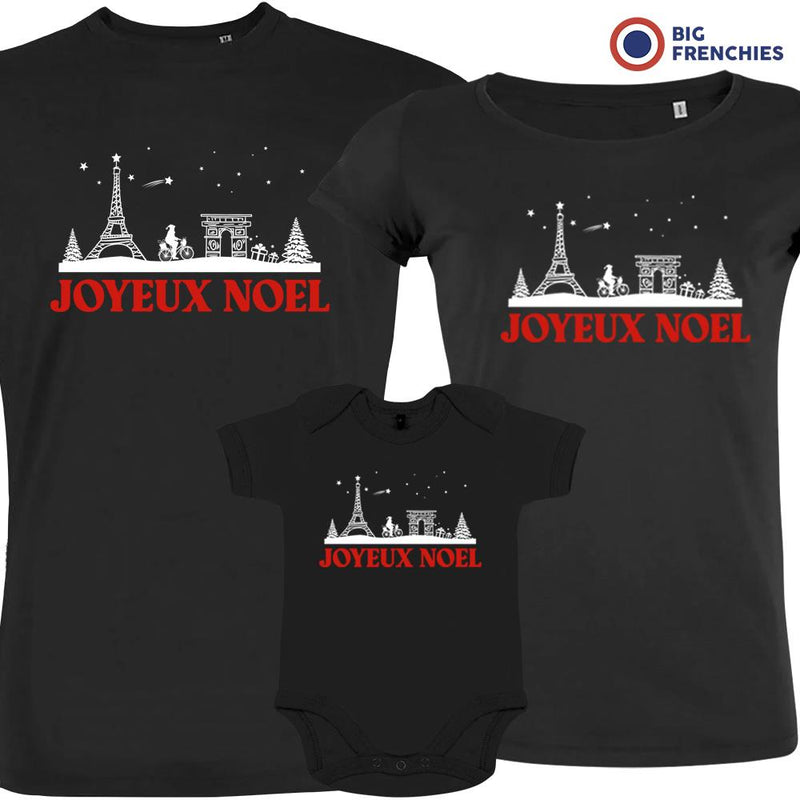 Joyeux Noël Paris Christmas Matching Family Organic Tees (Set of 3)