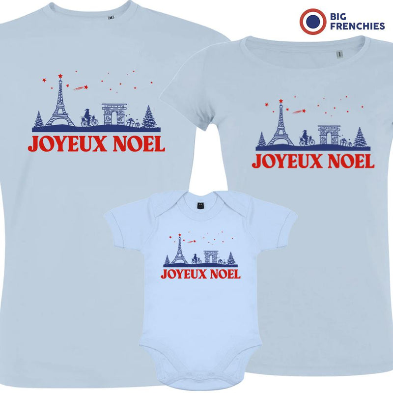 Joyeux Noël Paris Christmas Matching Family Organic Tees (Set of 3)