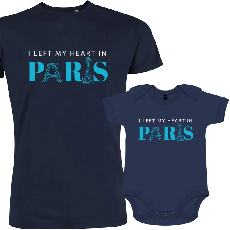 I Left My heart In Paris Dad and Child Matching Organic Cotton Outfit