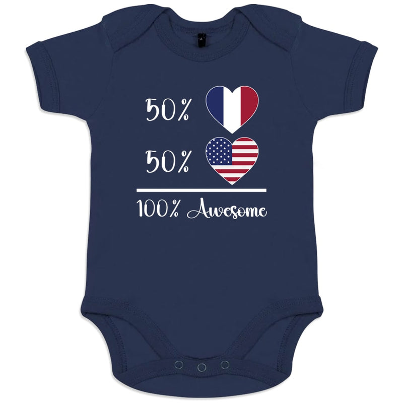 50% French 50% American 100% Awesome Organic Baby Onesie