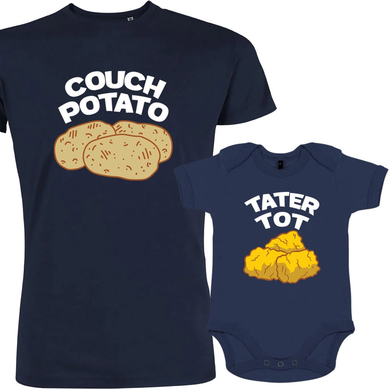 Couch Potato and Tater Tot Dad and Child Matching Organic Cotton Outfit