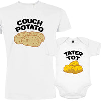 Couch Potato and Tater Tot Dad and Child Matching Organic Cotton Outfit